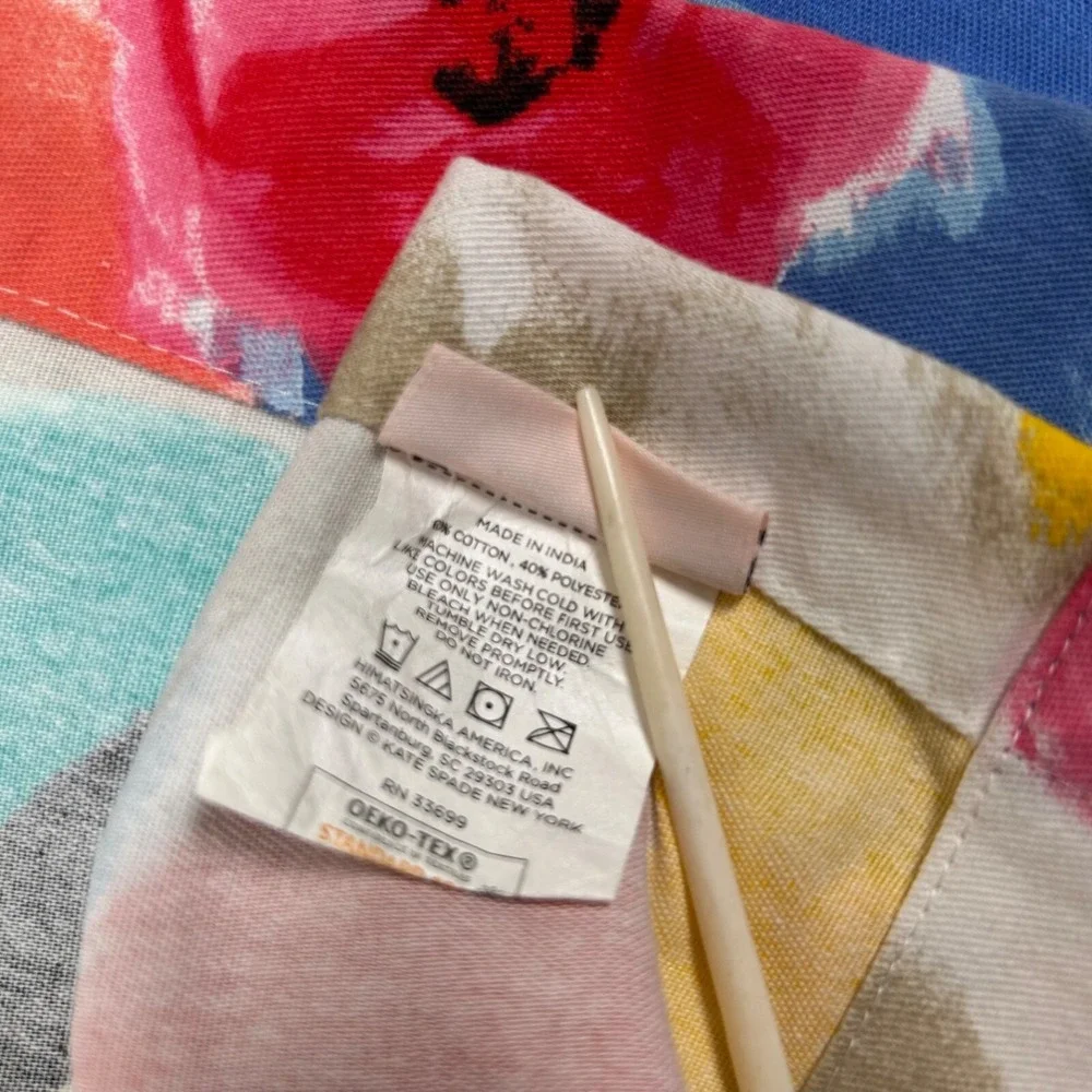 Kate Spade Shower Curtain Spring‎ Floral Watercolor Fabric 68x72 Colorful EUC